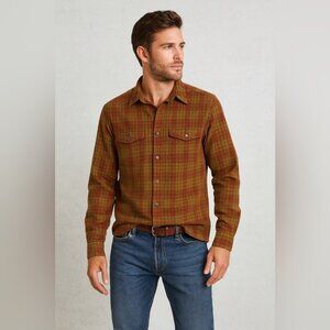 Royal Robbins Plaid Button Down Shirt Brown Red Yellow Size L Outdoor Casual